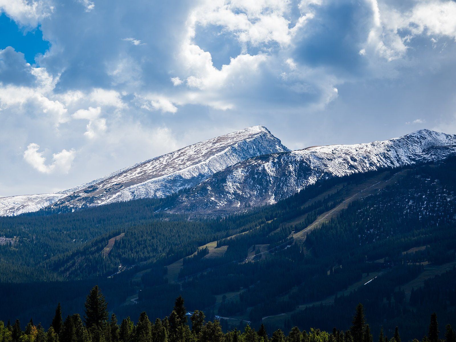 Snow dusted peaks of the Tenmile Range above forested slopes in the White River National F, a Wikimedia Commons photograph in the encyclopedia of Candace Cooley