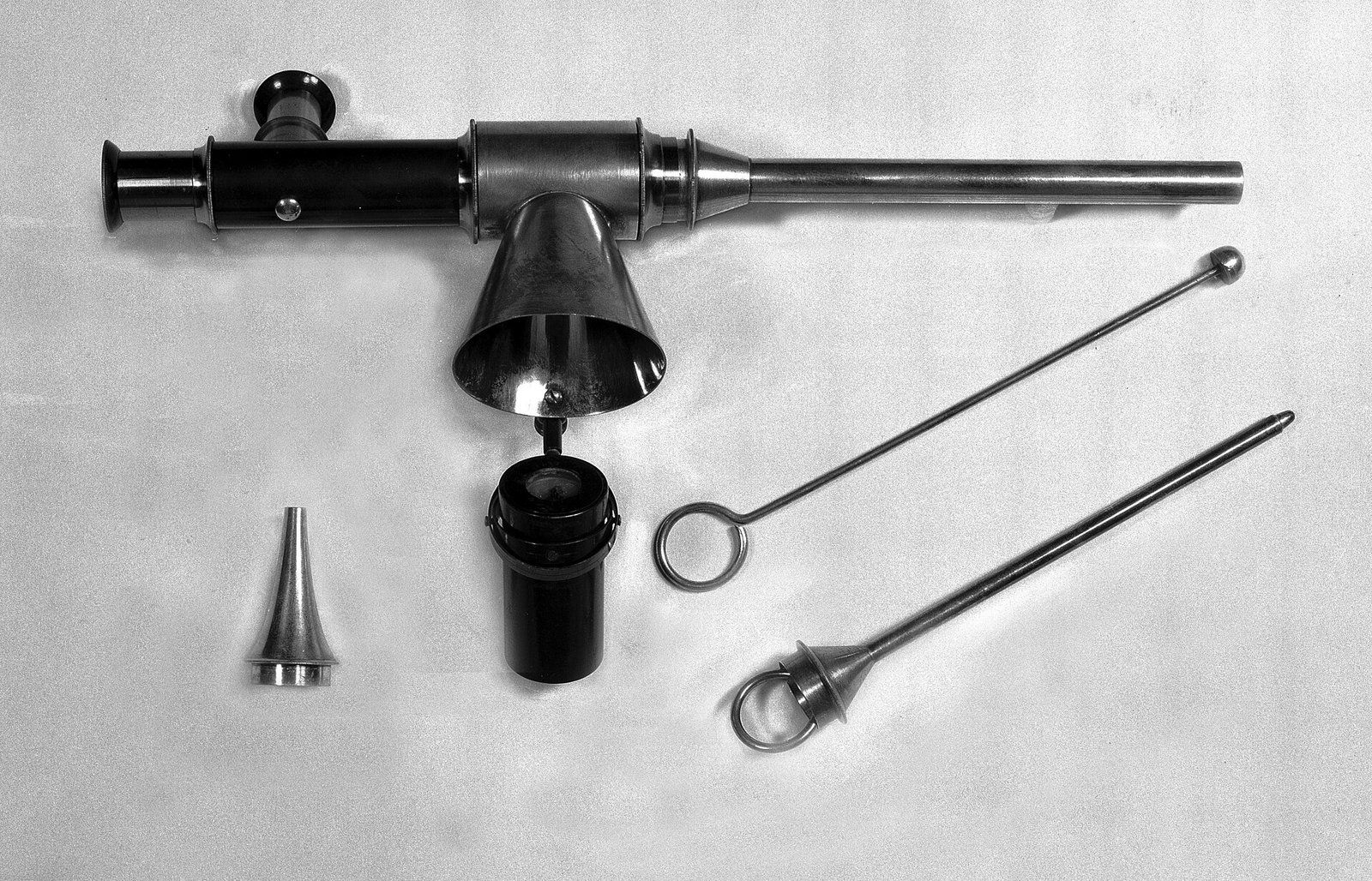 A nineteenth century endoscope of the Desormeaux type with its tubes and fittings, a Wikimedia Commons photograph in the encyclopedia of Candace Cooley